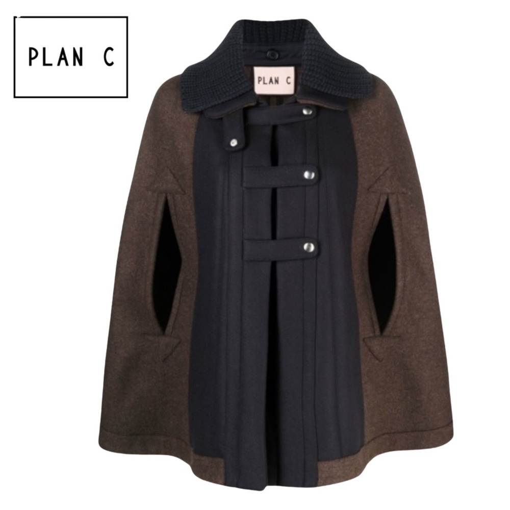 Women's Brown and Black Cape Coat